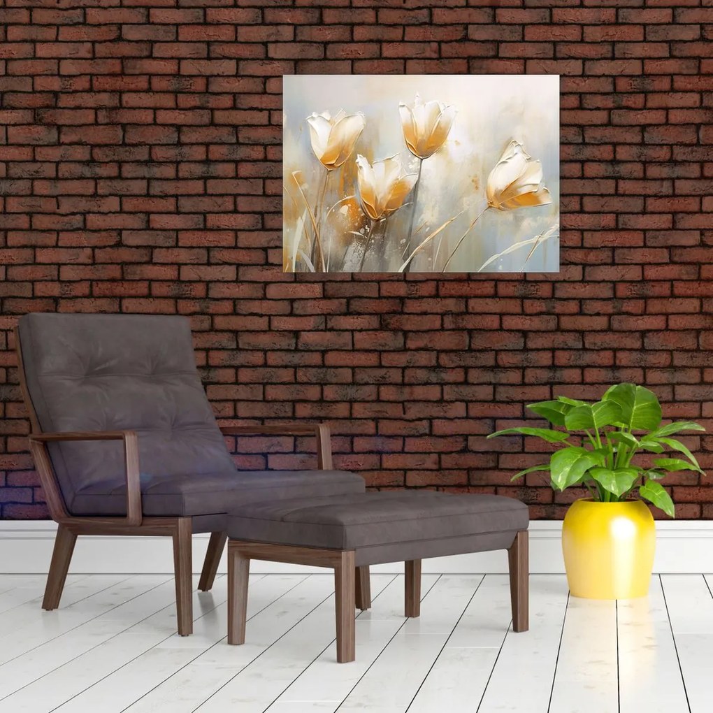 Obraz - Malowanie tulipanów (70x50 cm)
