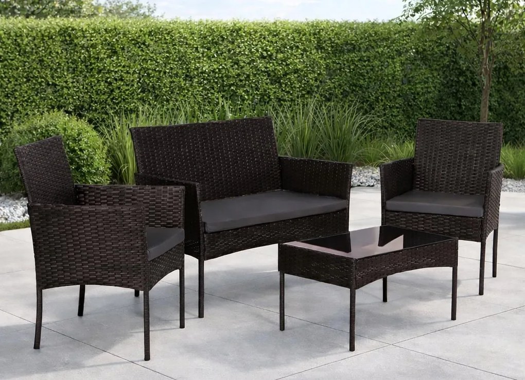 Zestaw mebli ogrodowych dla 4 osób Riviera 424, technorattan brązowy