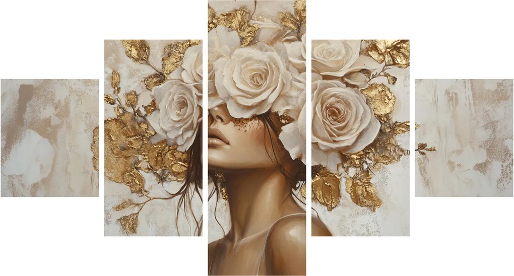 Obraz - Dziewczyna z różami (125x70 cm)