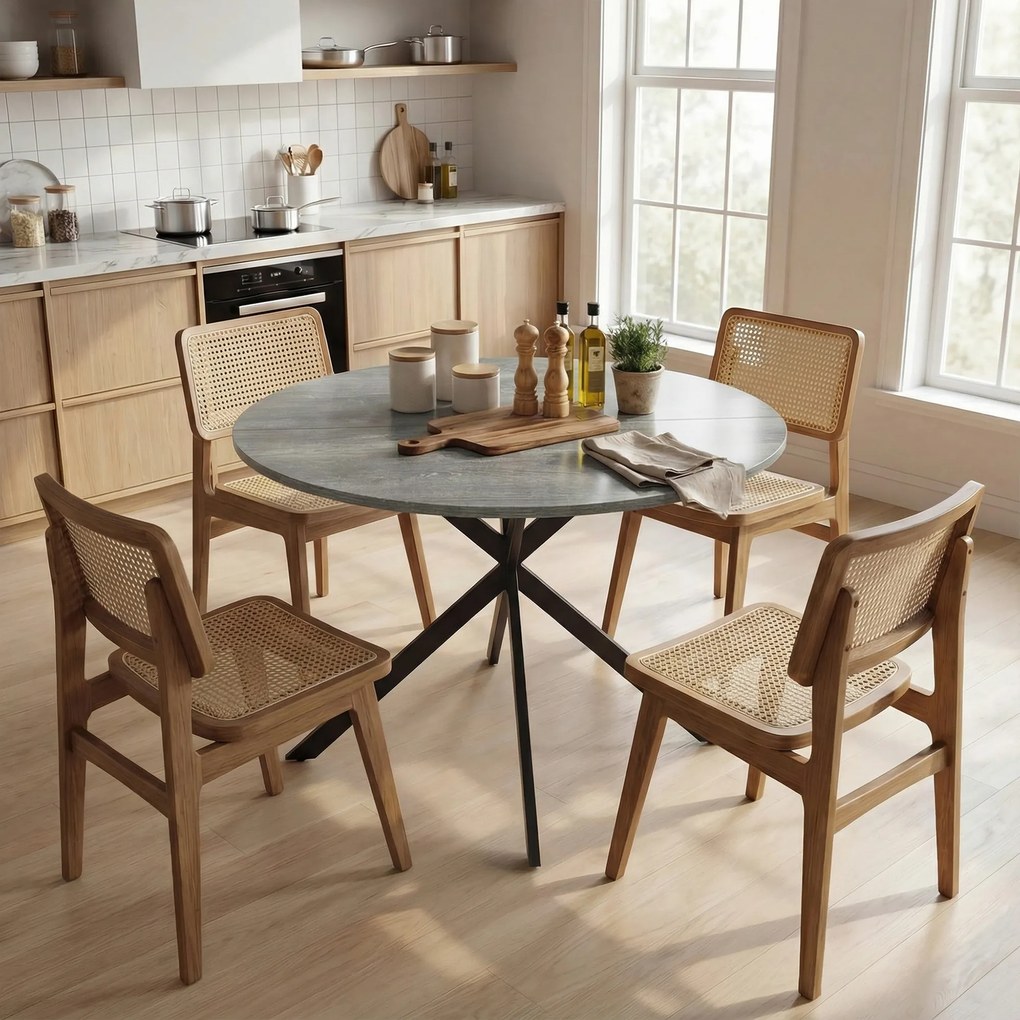 HOMCOM Okrągły stół jadalniany dla 4 osób, stół kuchenny w stylu industrialnym z nogami stalowymi, do jadalni, kuchni, szary | Aosom PL