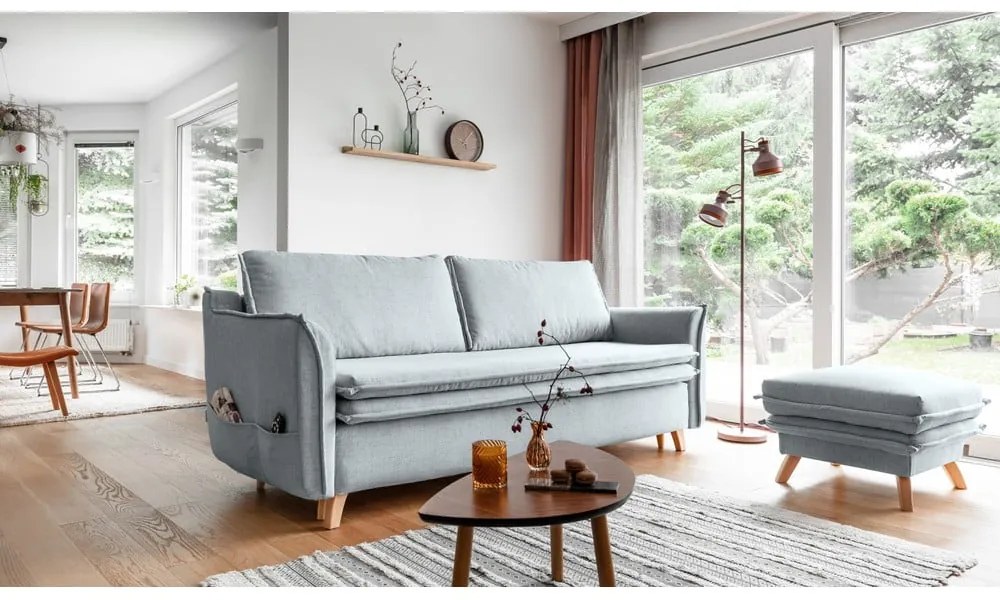 Jasnoszara rozkładana sofa 225 cm Charming Charlie – Miuform