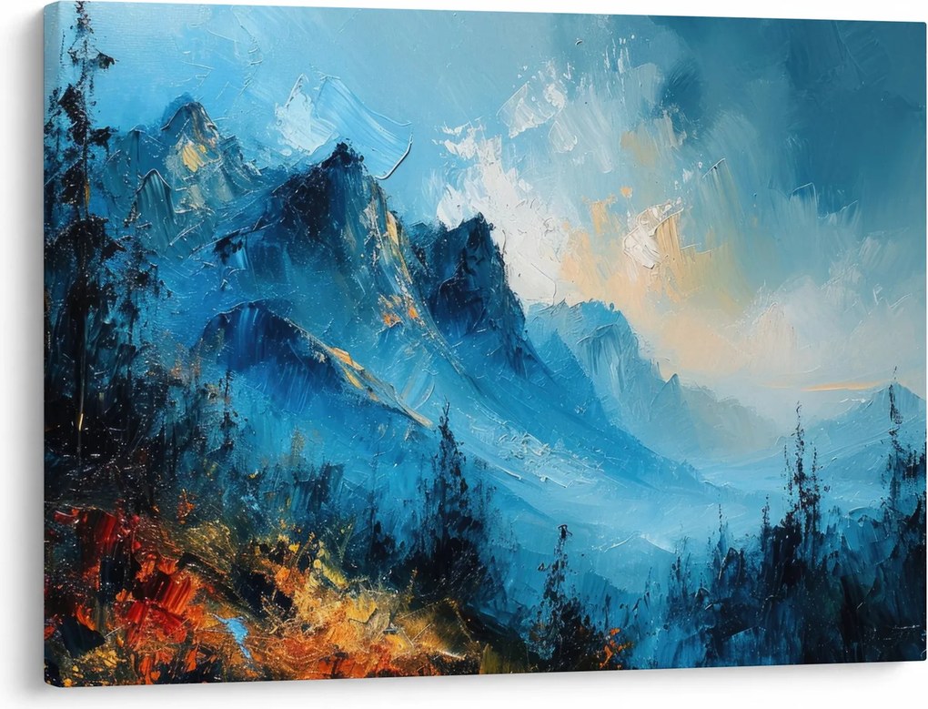 Obraz - Malowanie gór (70x50 cm)
