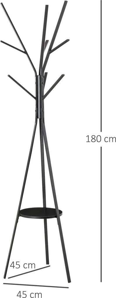 Homcom® Stojak Na Ubrania Do Garderoby Przedpokoju Metalowy Czarny