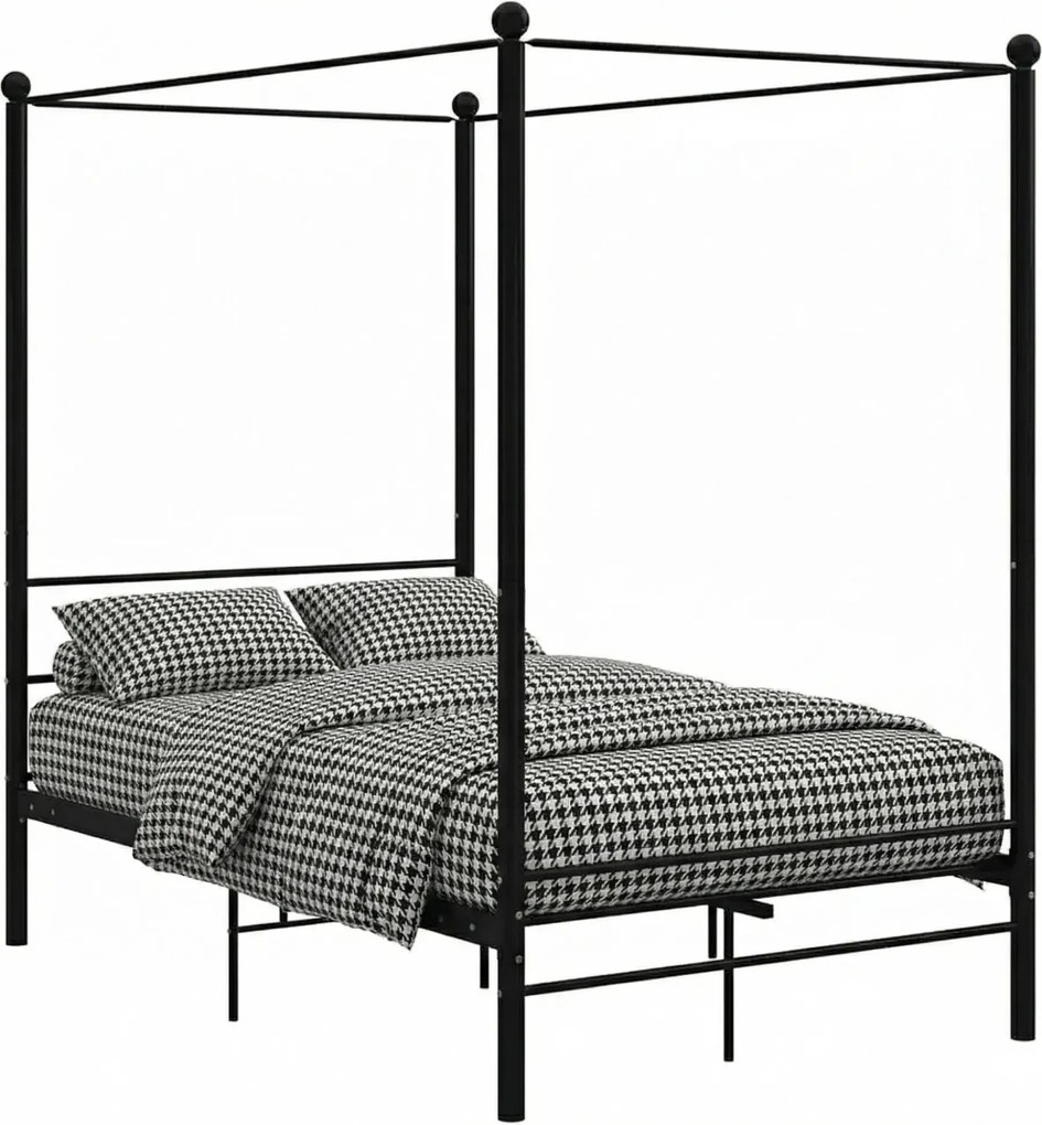 Czarne łóżko z baldachimem z metalu 120x200 cm T3-S22