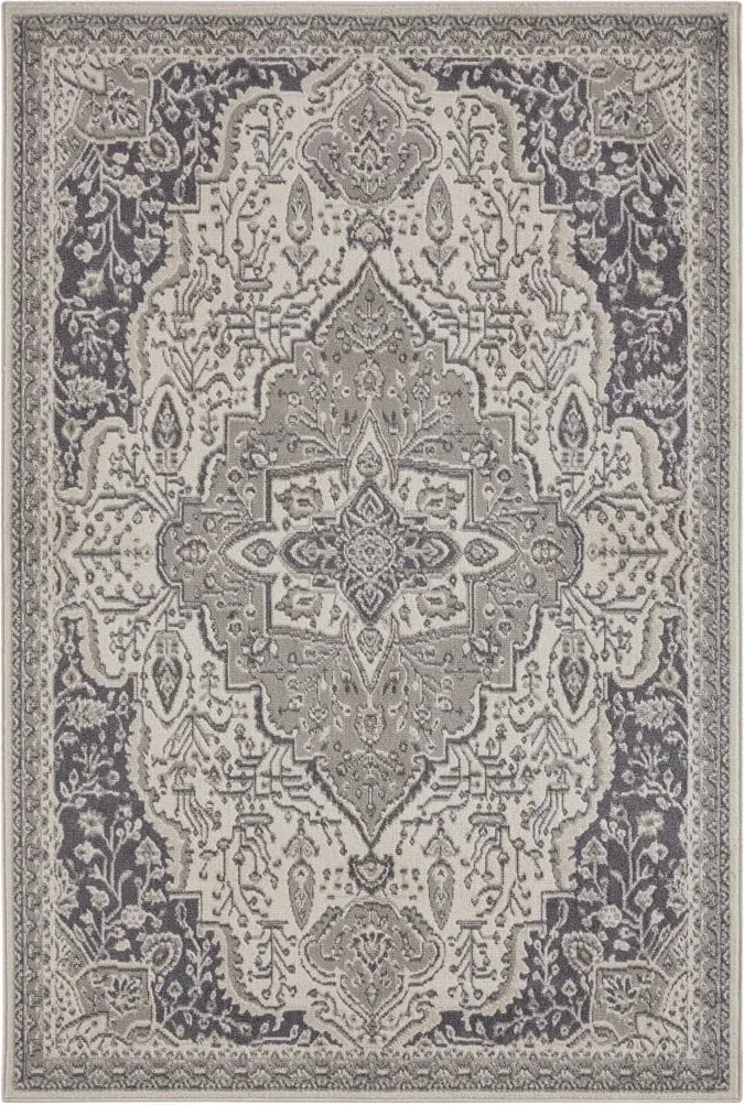 Dywan Terrain designerski Orientalny Ornament Kremowo-Szary z krótkim włosiem 120 cm x 170 cm Certyfikat Oeko-Tex