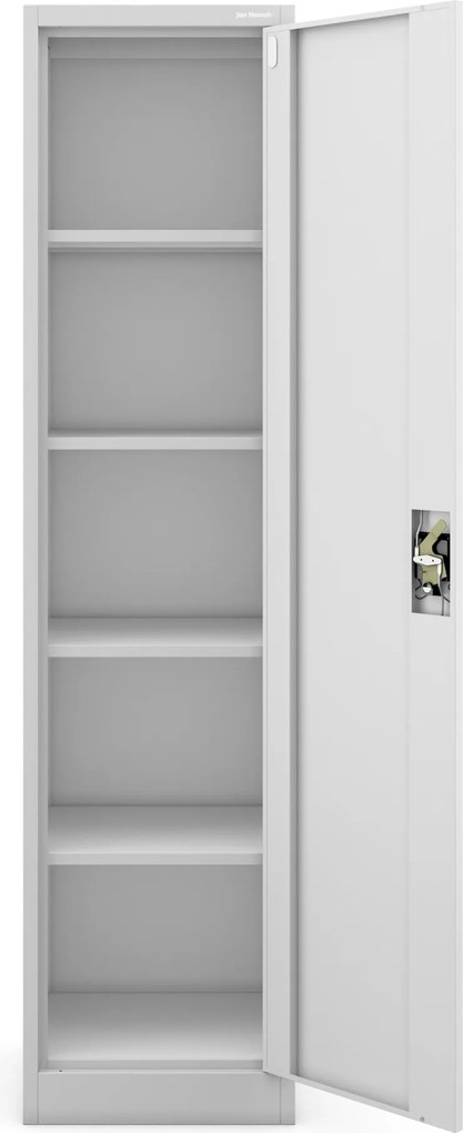 Szafa biurowa metalowa na akta, wąska, szara, 450x1850x400 mm: ALEX