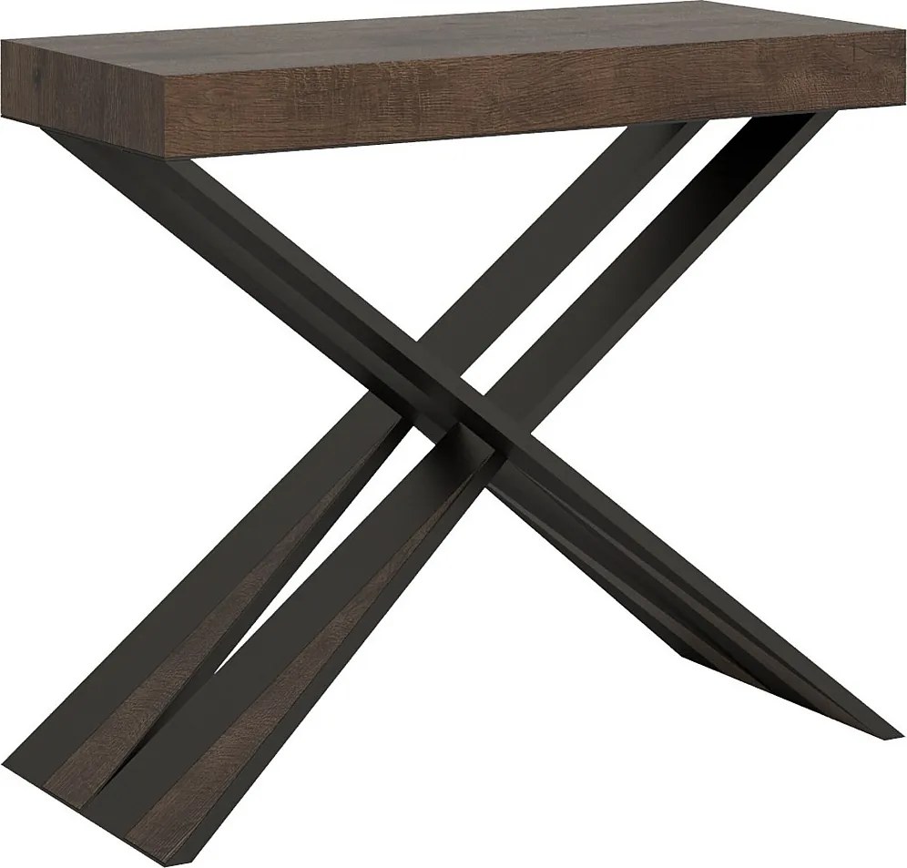 Konsola rozkładana 90x40/196 cm Diago Small Orzech rama w kolorze Antracytu