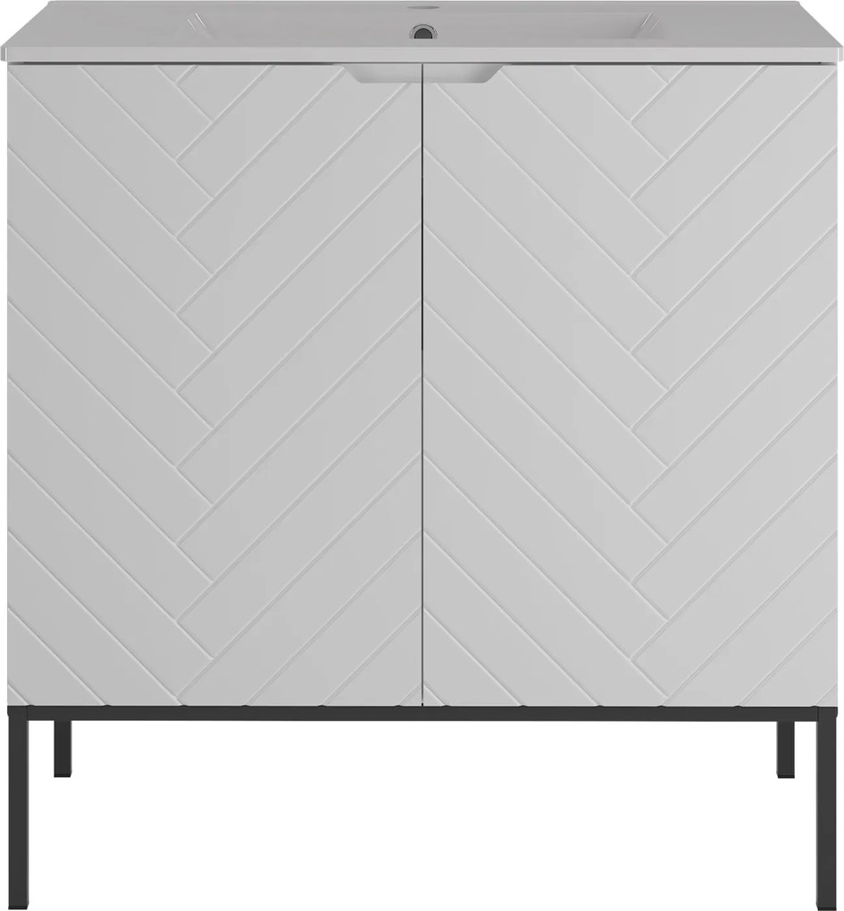 Szafka z umywalką wpuszczaną Aspen 08, biały mat/czarny, 80 cm - zestaw 3
