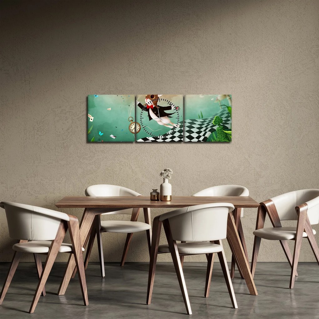 Obraz - Fantasy królik (z zegarem) (90x30 cm)