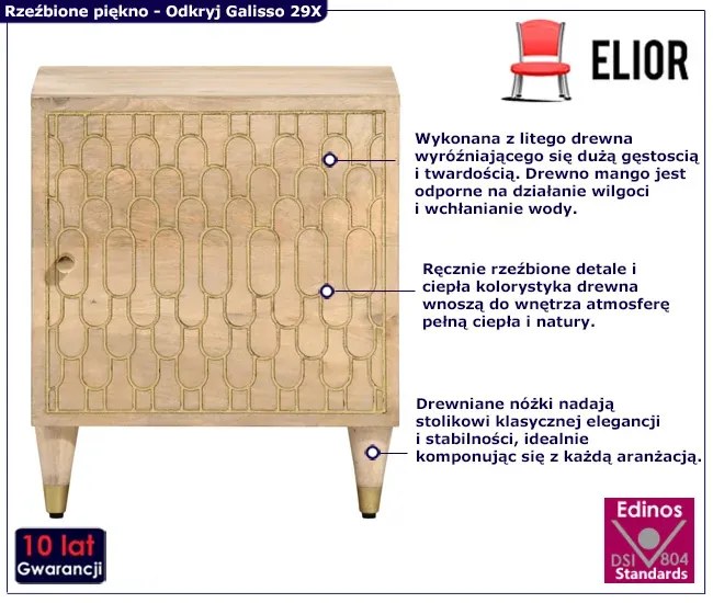 Stylowa szafka nocna z ręcznie zdobionym frontem N3-M52