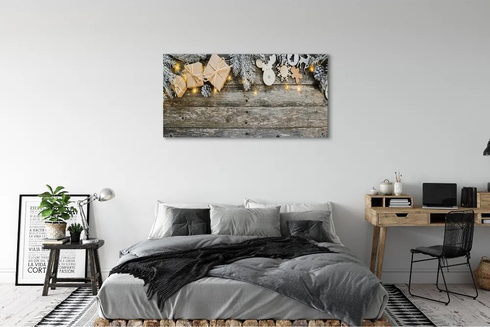 Obraz na płótnie Gałązki, Prezenty i Szyszki