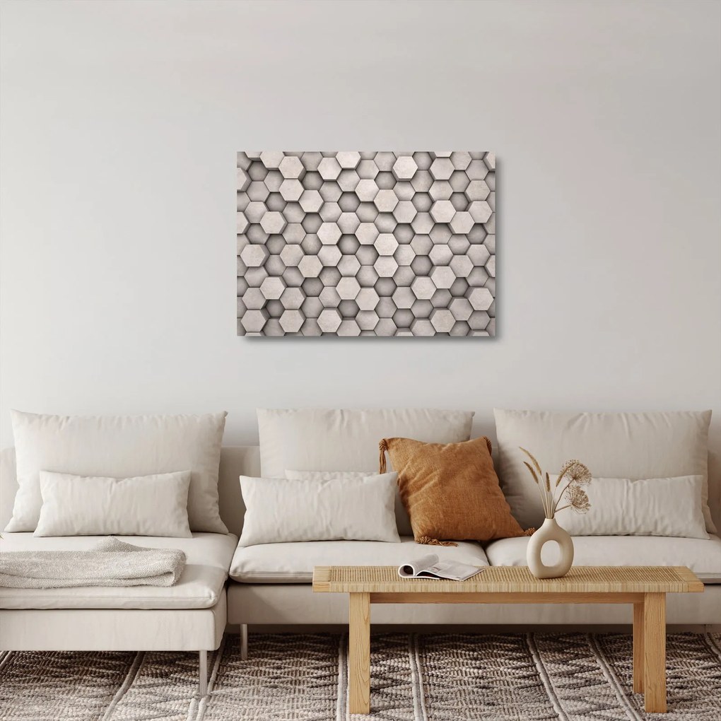 Obraz na szkle - Sześciokąty w betonie (70x50 cm)
