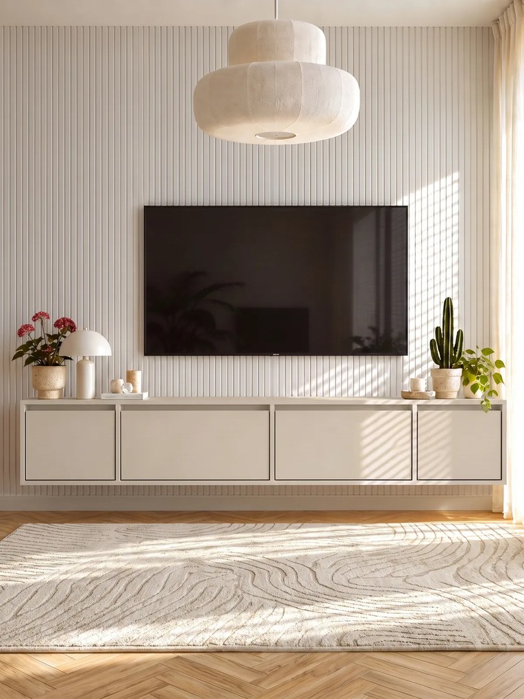 Szafka RTV czterodrzwiowa Zolia 180 cm wisząca - kaszmir