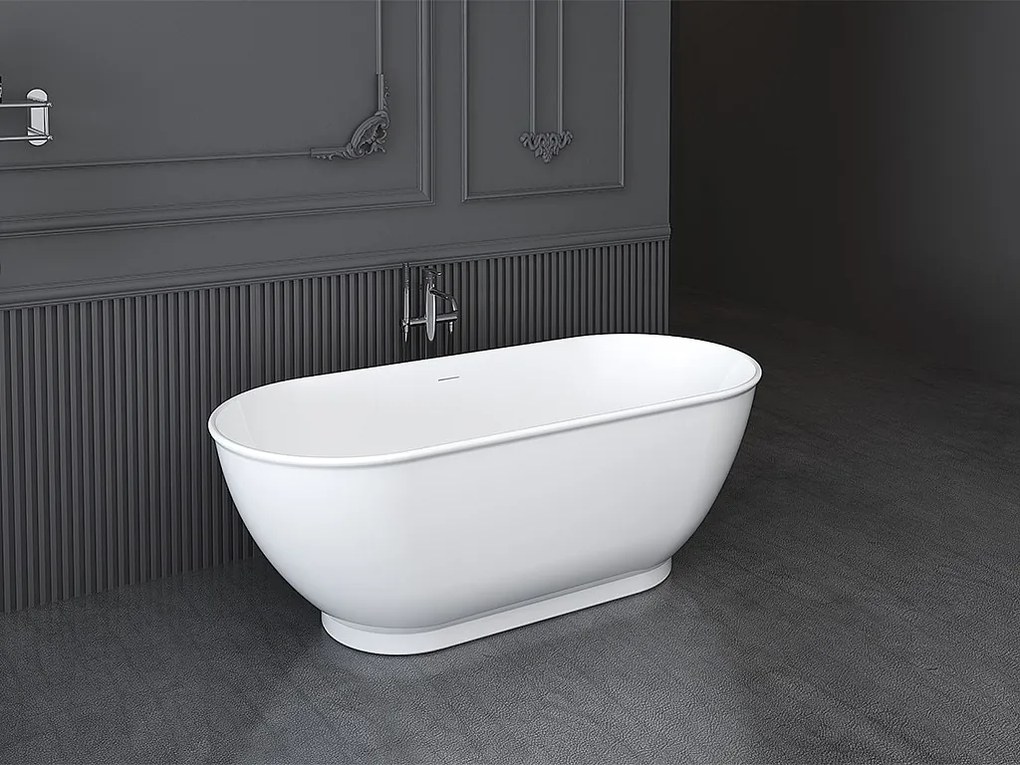 Wanna wolnostojąca owalna – 240 l – 170 × 75 × 60 cm (dł. × szer. × wys.) – kolor biały – akrylowa - MOBULA