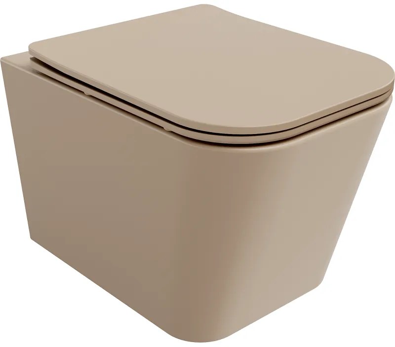 Mexen Teo miska wc Rimless z deską wolnoopadającą slim, duroplast, cappuccino mat - 30854064