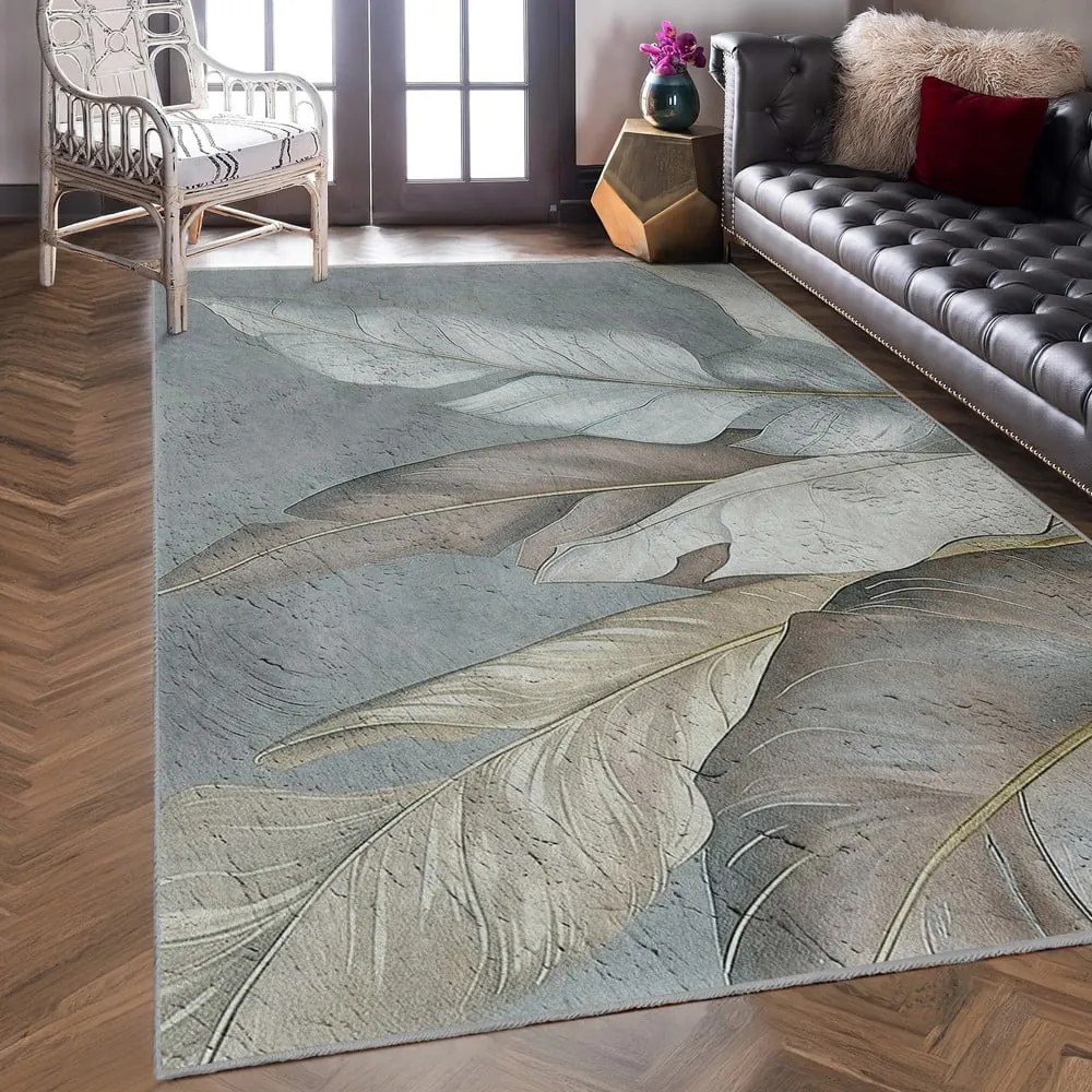 Zielono-szary chodnik odpowiedni do prania 80x200 cm Dusty Leaves – Mila Home