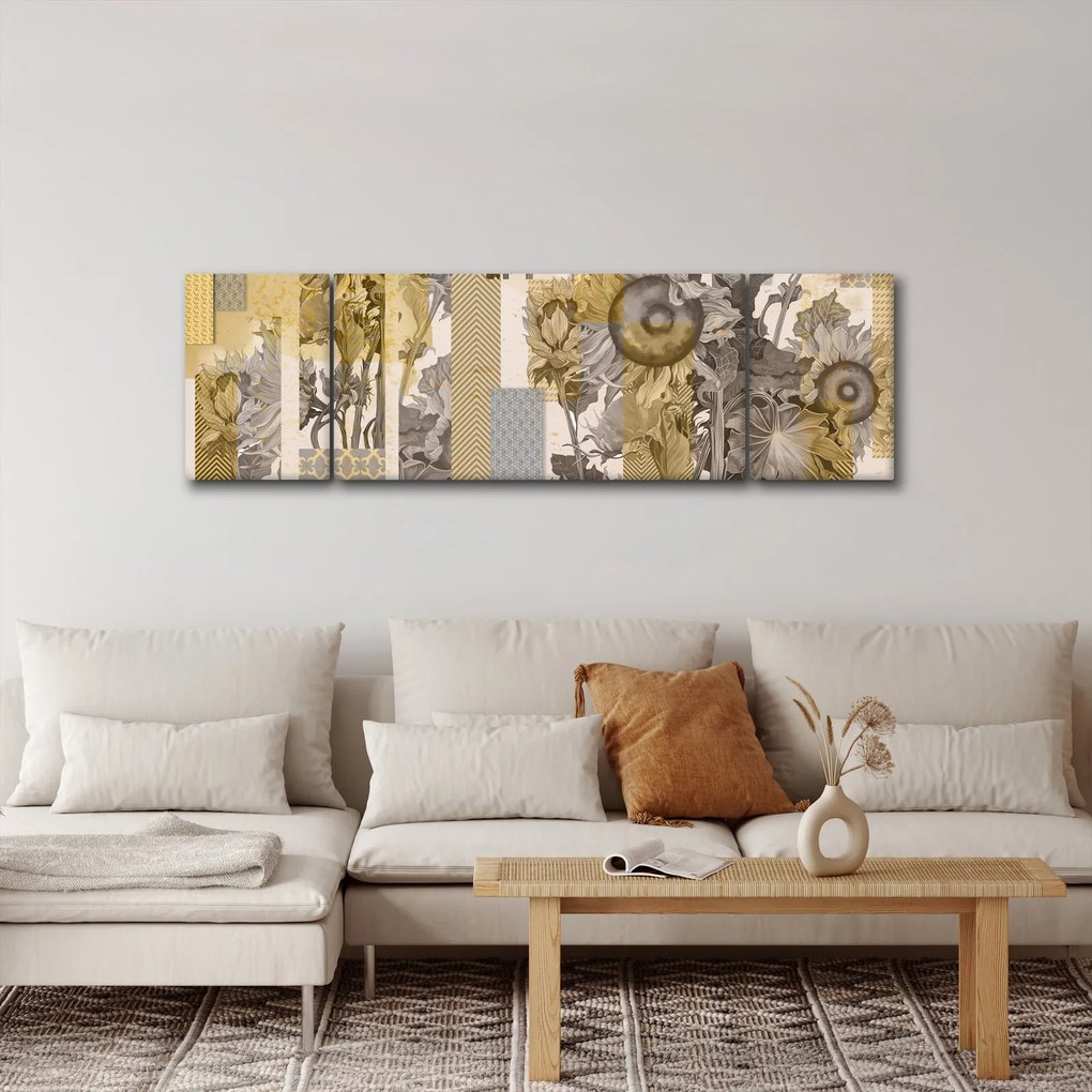 Obraz - Kolaż ze słonecznikami (170x50 cm)
