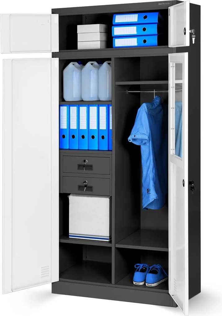 Wielokomorowa szafa socjalna Borys 90x50x185 cm antracyt/biały