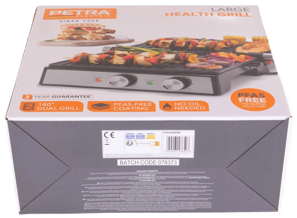 Grill elektryczny PETRA, regulacja temperatury