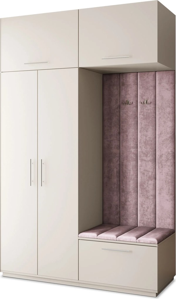 Masseno Garderoba REMA 150/240/60 cm Nowoczesna Szafa do Przedpokoju Kaszmir, MONOLITH 62 (Wrzosowy)