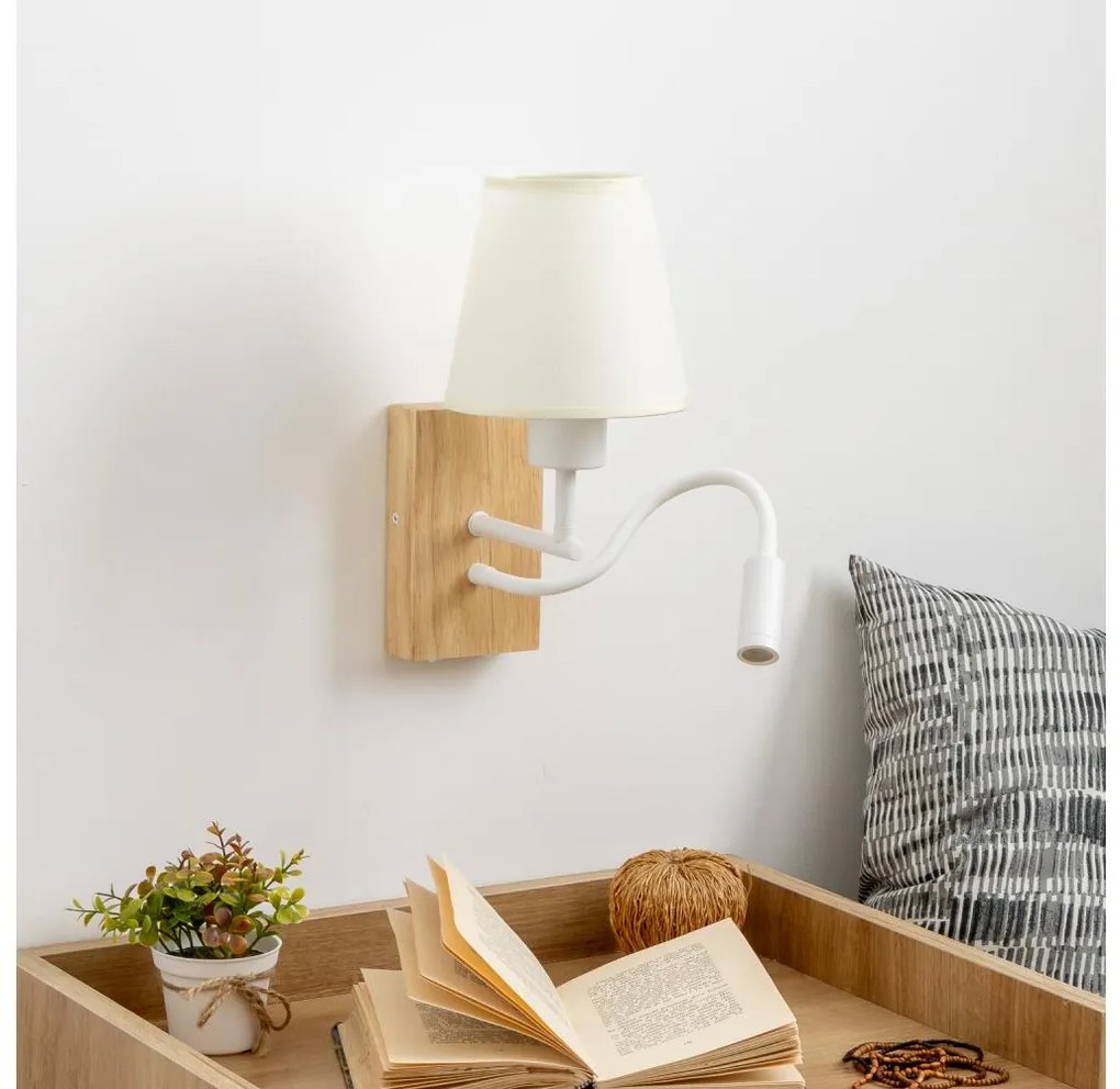 Brilagi - LED Kinkiet NUBILA WOOD 1xE27/25W/230V + LED/3W dąb/kremowy