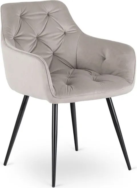 Krzesło Tapicerowane do Salonu MODESTO Szare Welurowe Nowoczesne Loft