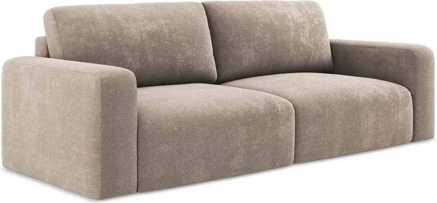 Beżowa rozkładana sofa ze schowkiem z tkaniny szenilowej 252 cm Kona – Makamii