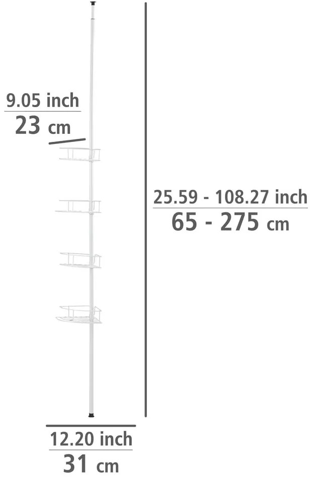 Biała narożna teleskopowa półka łazienkowa ze stali nierdzewnej Dolcedo – Wenko