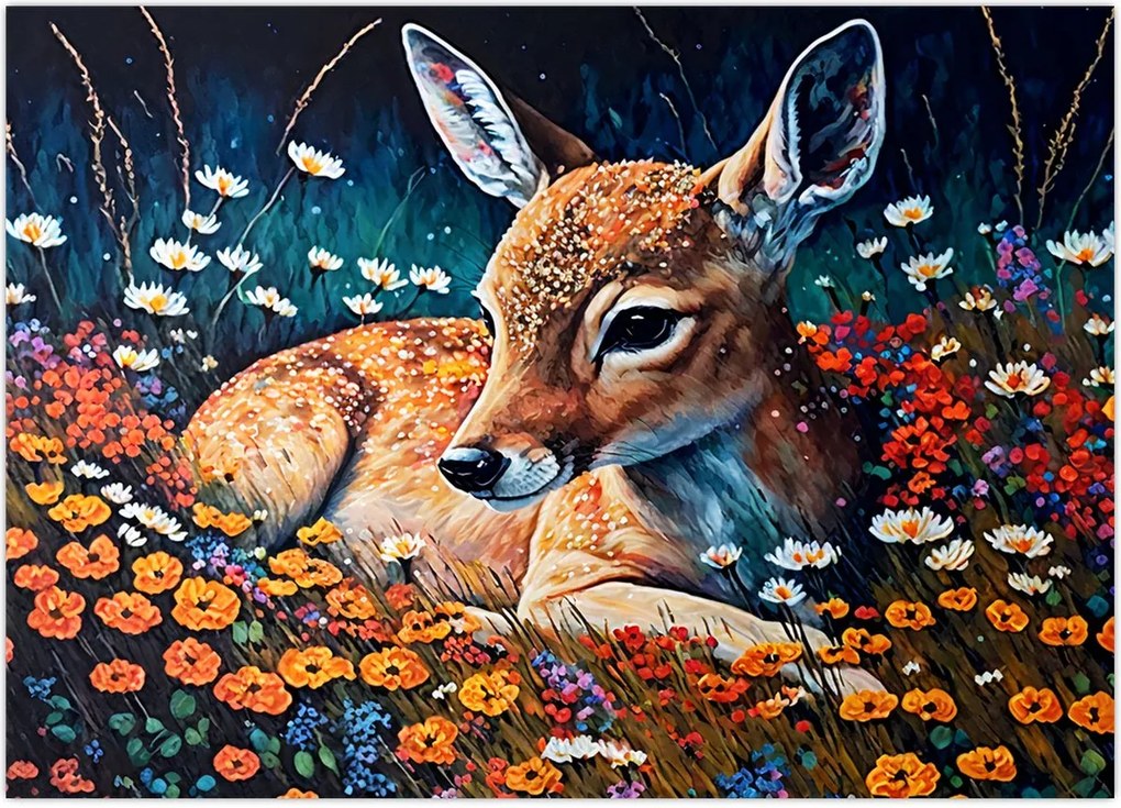 Obraz - Malowany jeleń (70x50 cm)