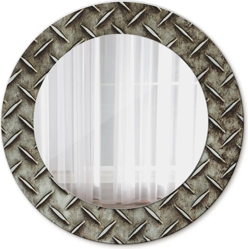 Lustro dekoracyjne okrągłe Stalowa tekstura