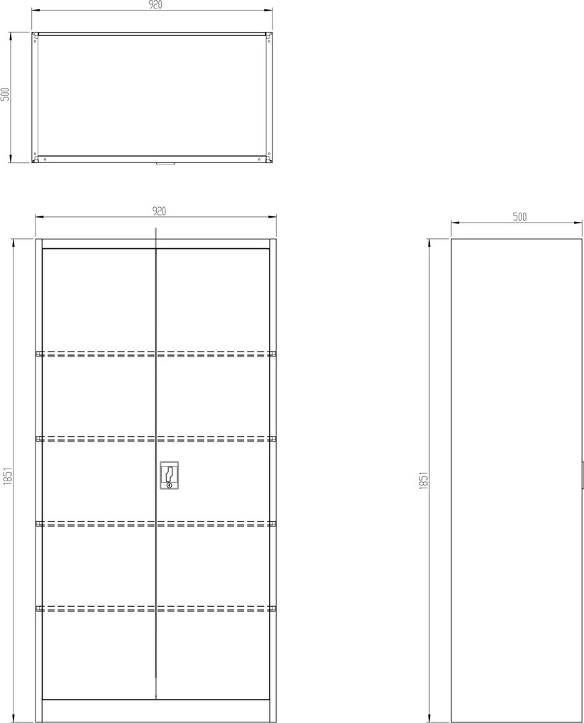 Metalowa szafa warsztatowa Bruno All Black 92x50x185 cm czarna