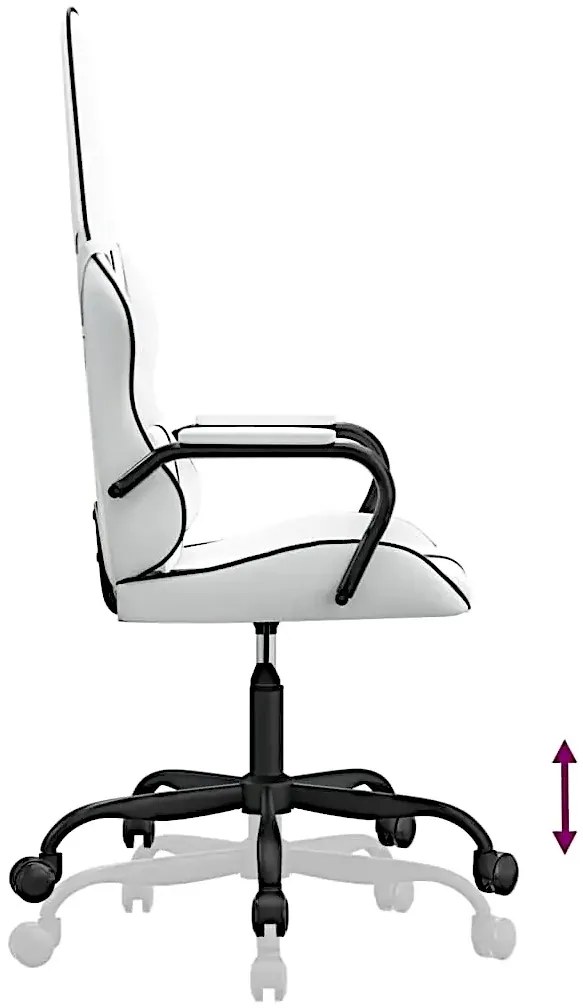 Biało Masujący Czarny Fotel Gamingowy P8-N04