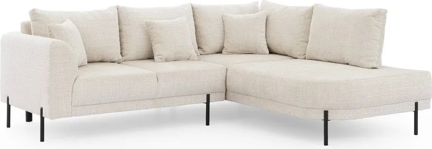 Beżowy narożnik z tkaniny szenilowej (prawostronny/w kształcie litery L) Mauris – Ropez