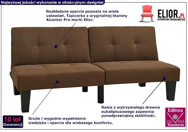 Rozkładana brązowa sofa - Iluna 3X