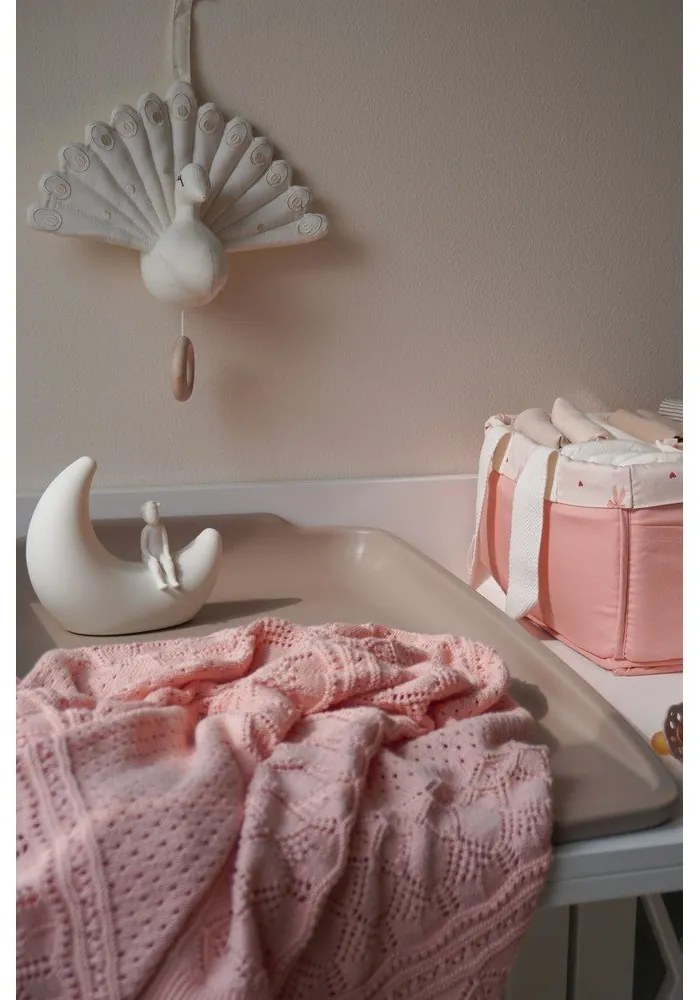 Szaroróżowy dzianinowy koc dziecięcy z bawełny organicznej 80x100 cm Sorbet – Cam Cam Copenhagen