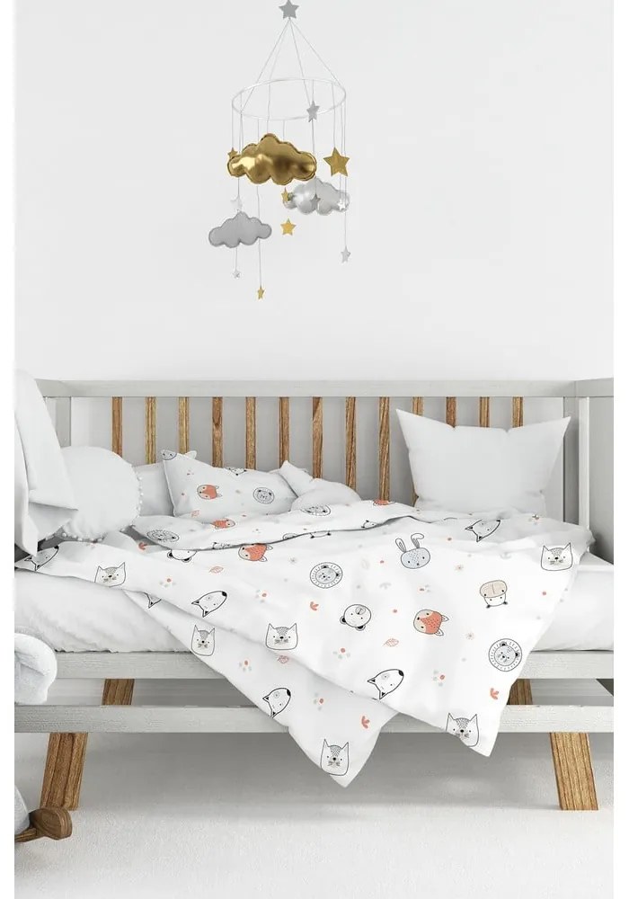 Biała pościel dziecięca do łóżeczka z bawełny renforcé 100x150 cm Safari – Mijolnir