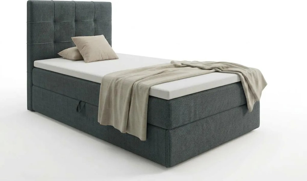 Tapicerowane łóżko boxspring DIRELIS VIBE 90x200 cm ciemnoszare Materac: Materac sprężynowy Bonell