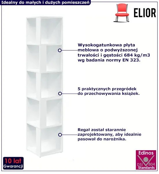 Narożny Regał Biały Otwarty Z Półkami R2-N17