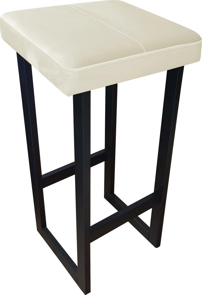 Hoker ALEX krzesło barowe tkanina Welur podstawa metalowa : Kolor Stelaża - Czarny , Kolor tkaniny - VELVET - MG50, Wysokość - 75 cm