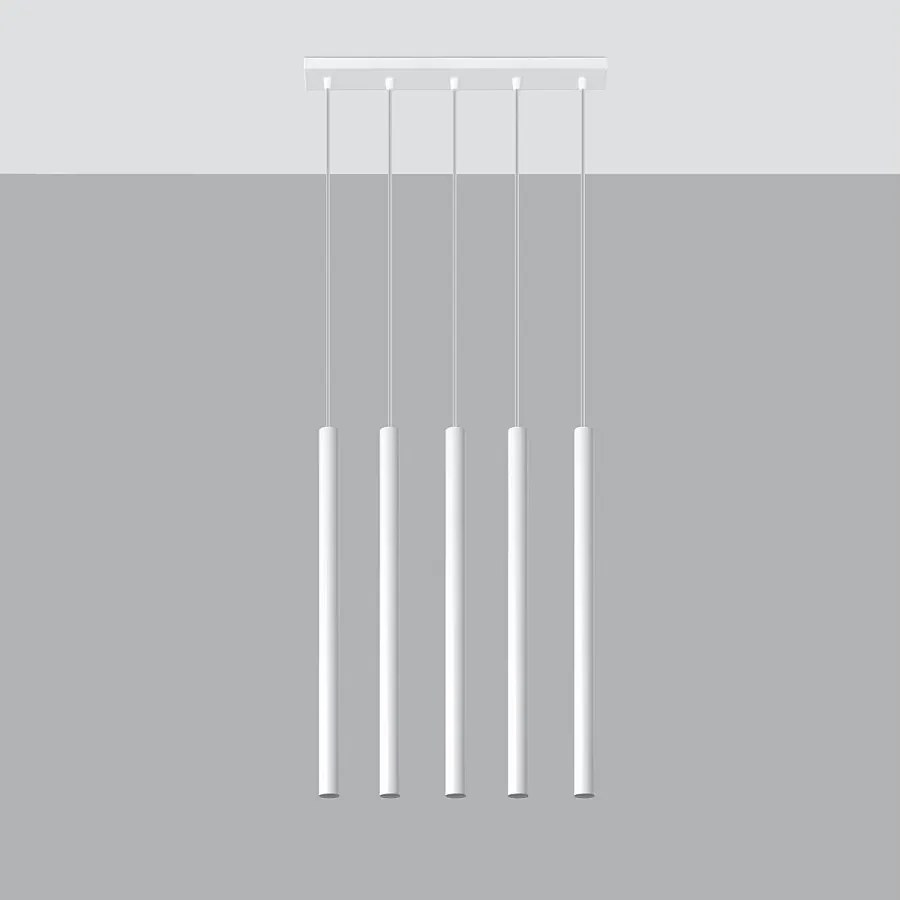 Lampy wiszące nowoczesny Brill, stal - 5 źródło światła 4000K - L.45 x H.90 cm - biały