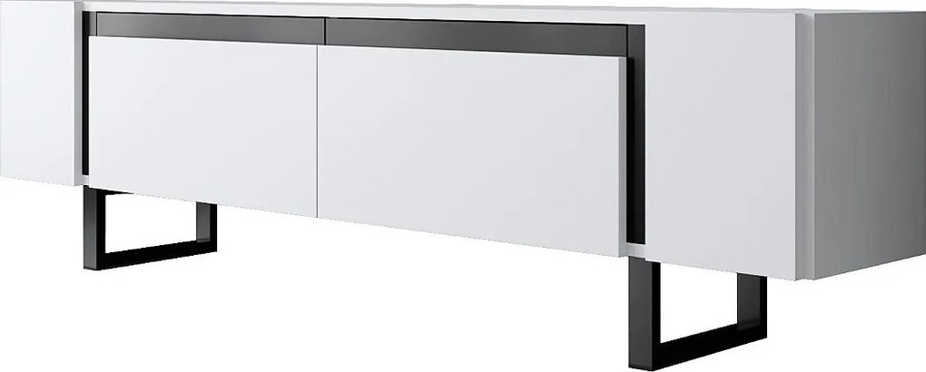 Stojak pod TV – 180 cm x 50 cm x 30 cm – Biały i czarny – Płyta wiórowa i metal
