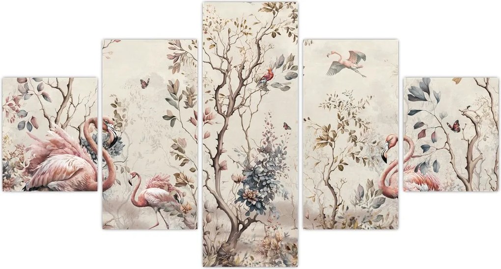 Obraz - Rysunek flamingów (125x70 cm)