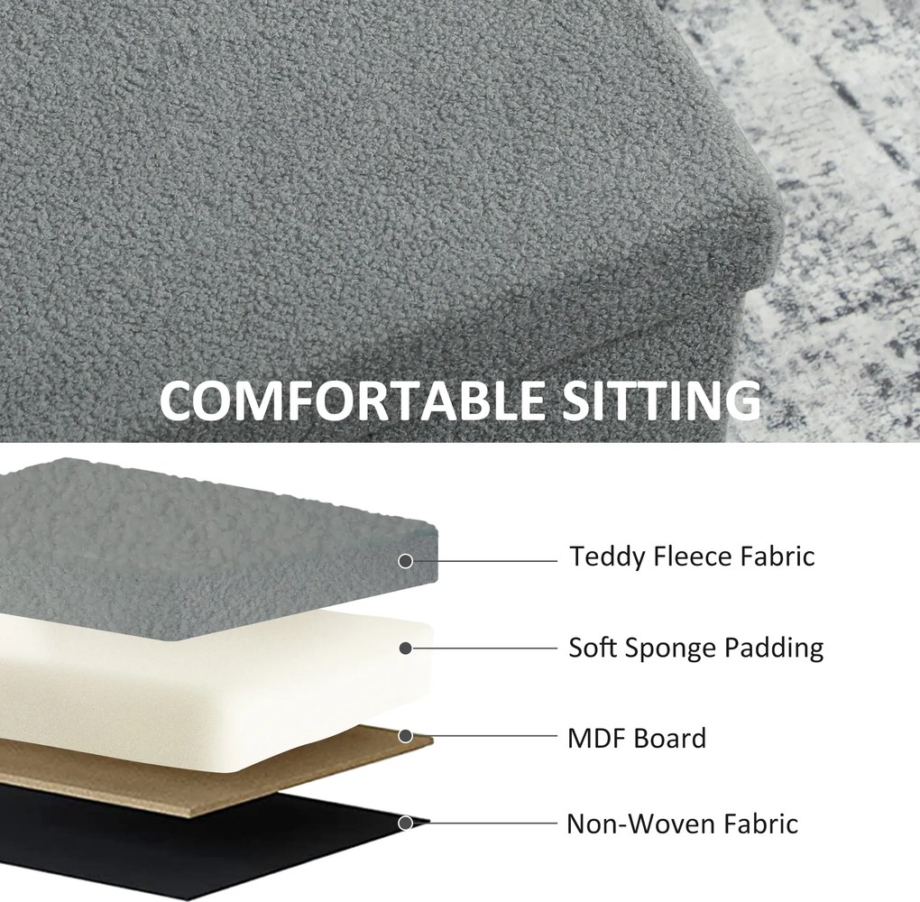 HOMCOM Puf do przechowywania, tapicerowana ławka z pojemnikiem i pokrywą do salonu, sypialni, korytarza, Ciemnoszary