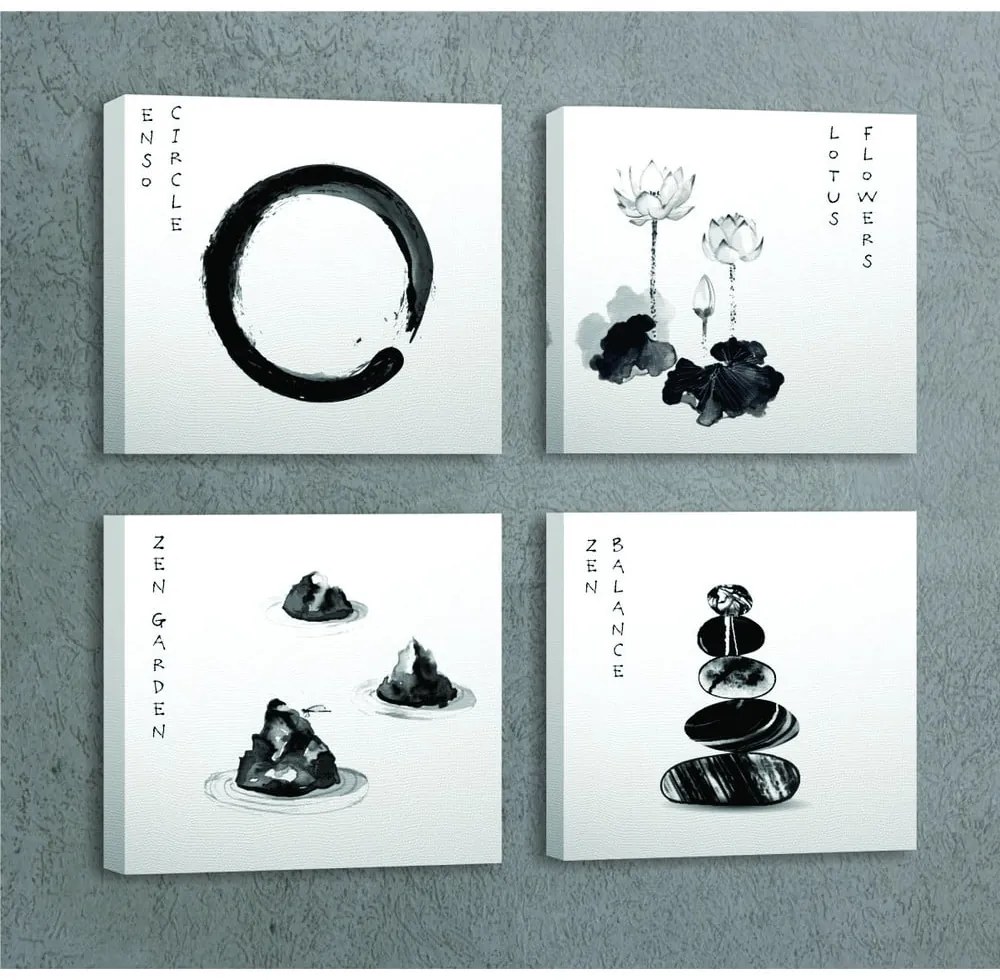 Obrazy zestaw 4 szt. 30x30 cm Japanese Zen – Wallity