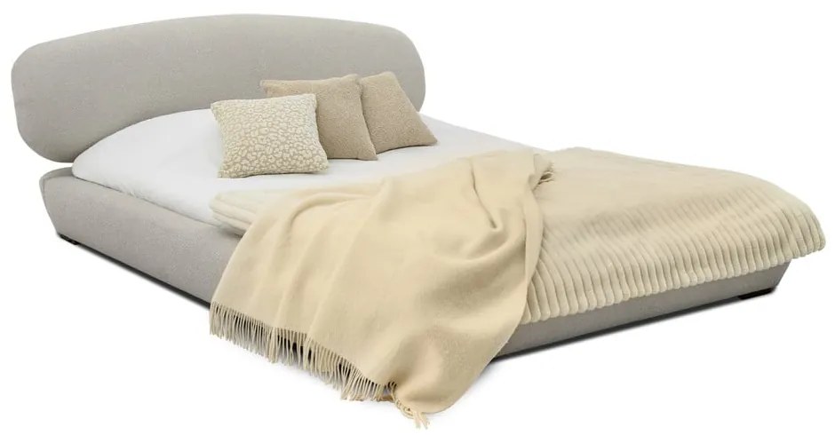 Jasnoszare tapicerowane łóżko dwuosobowe ze stelażem 160x200 cm Odette – Scandic