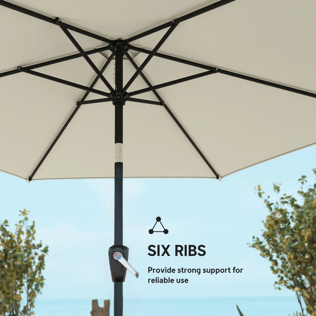 Outsunny Parasol ogrodowy 270 cm regulowany z korbką UV 50+ beżowy | Aosom PL