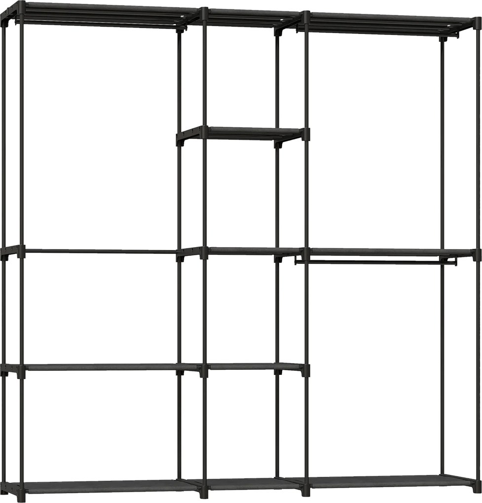 HOMCOM Szafa materiałowa z drążkiem na ubrania 182x43x185 cm Czarna | Aosom PL