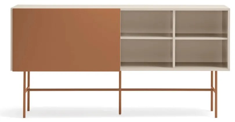 Ceglasto-beżowa niska komoda z drzwiami przesuwnymi 180x91 cm Nube – Teulat