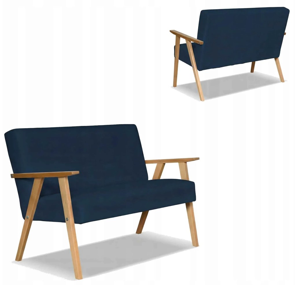 Sofa w stylu PRL retro vintage SOLER Family Meble granatowy welur Hunter