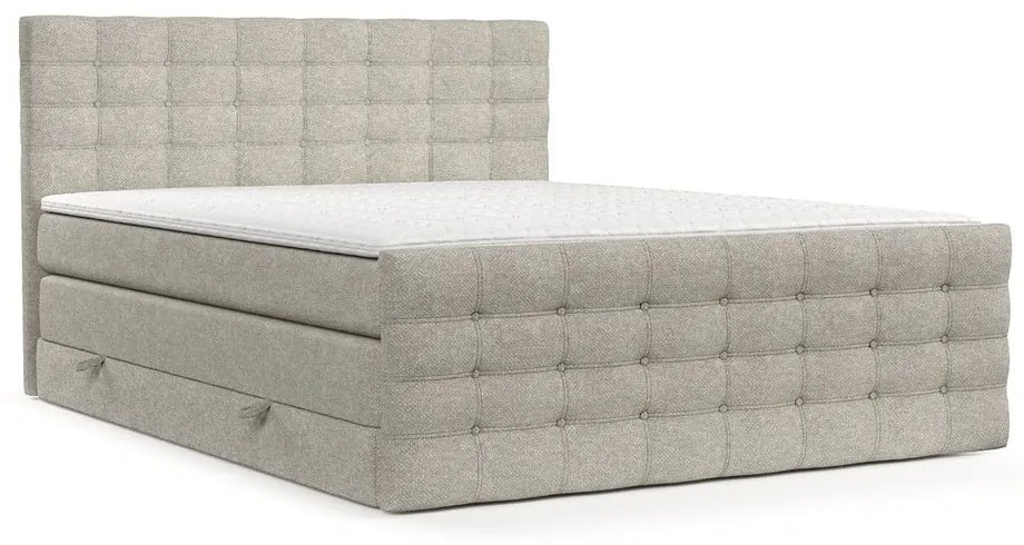 Beżowe łóżko boxspring ze schowkiem 200x200 cm Blend – Maison de Rêve